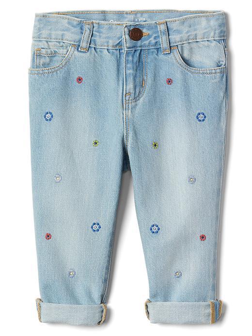 Gap Floral Embroidery Girlfriend Jeans - Light Wash