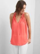 Gap Women Split Neck Halter Tank - Fresh Coral