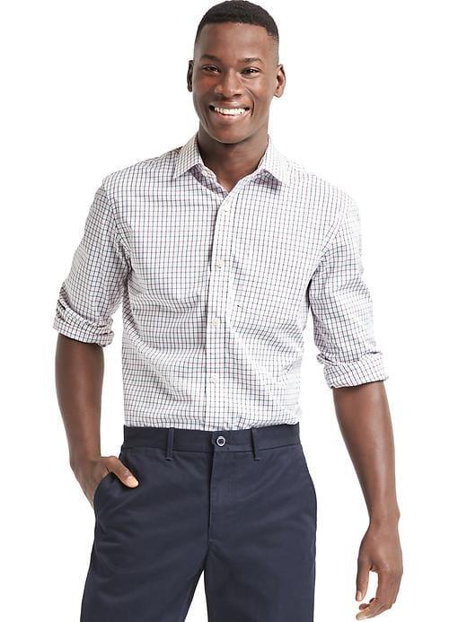 Gap Men Wrinkle Resistant Tattersall Standard Fit Shirt - Sled