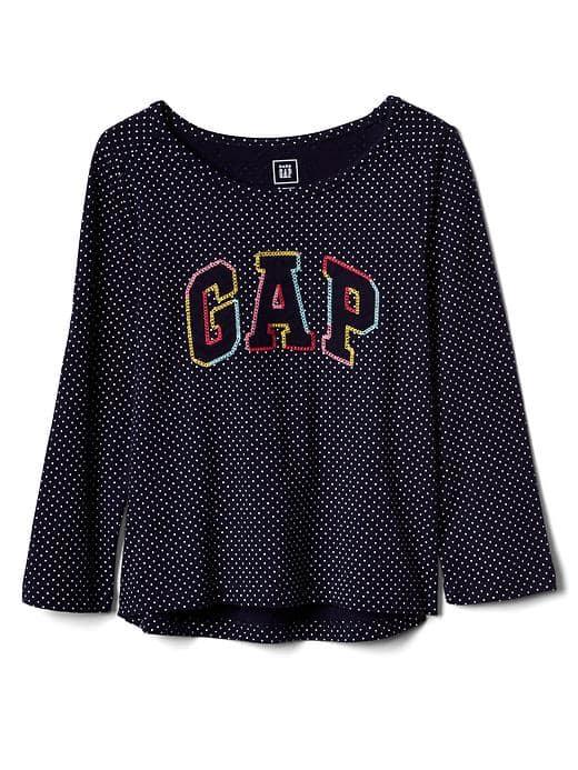 Gap Embroidered Logo Polka Dot Tee - Dark Night