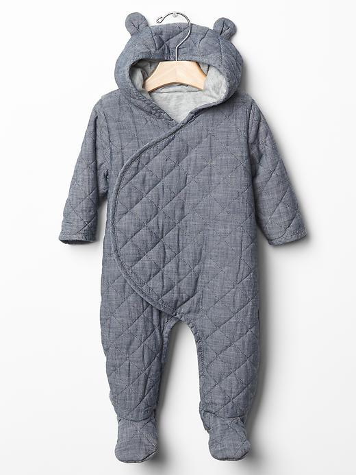 Gap Quilted Chambray Bear One Piece - Denim