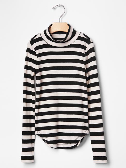 Gap Ribbed Mockneck Tee - Black Stripe