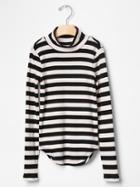 Gap Ribbed Mockneck Tee - Black Stripe