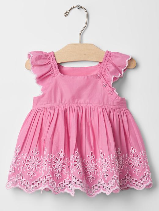 Gap Floral Eyelet Flutter Top - Neon Light Pink