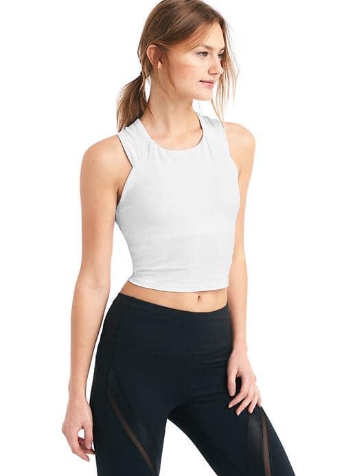 Gap Women Low Impact Crossback Shelf Crop Tank - White