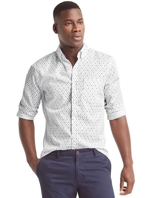 Gap Men Indigo Floral Slim Fit Shirt - White