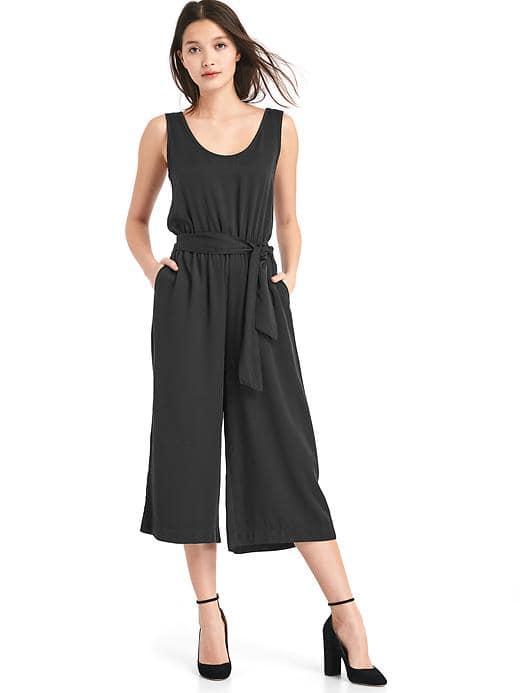 Gap Women Drapey Tie Belt Culotte Jumpsuit - Moonless Night