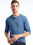 Gap Men Slub Jersey Pocket Henley - New Zephyr Blue