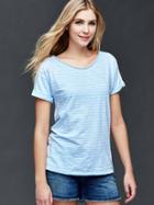 Gap Roll Sleeve Stripe Tee - Cerulean Blue