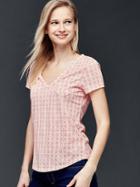 Gap Vintage Wash Print V Neck Tee - Dark Orange