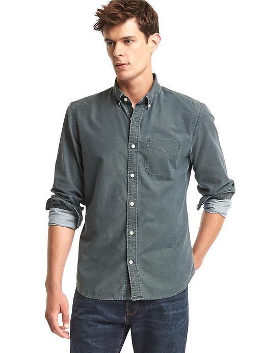 Gap Men Oxford Chambray Standard Fit Shirt - New Black