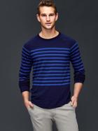 Gap Men Vintage Wash Stripe Long Sleeve T Shirt - Dark Night
