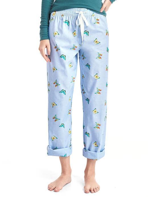 Gap Women Print Roll Tab Sleep Pants - Butterfly Maui Blue