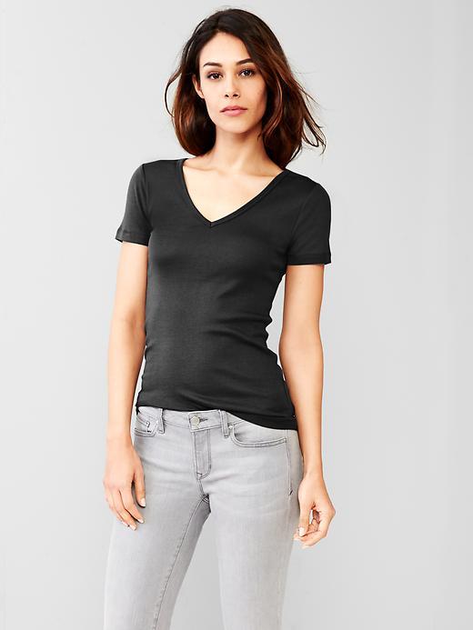 Gap Women New Modern V Neck Tee - True Black