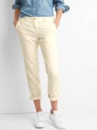 Gap Women Linen Cotton Garment Dye Slim Fit Girlfriend Chinos - French Vanilla