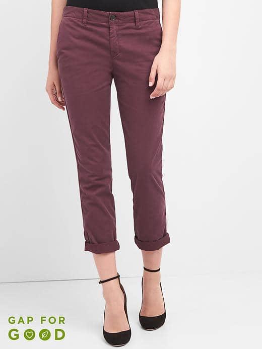 Gap Women Girlfriend Twill Stripe Chinos - Plum Pie