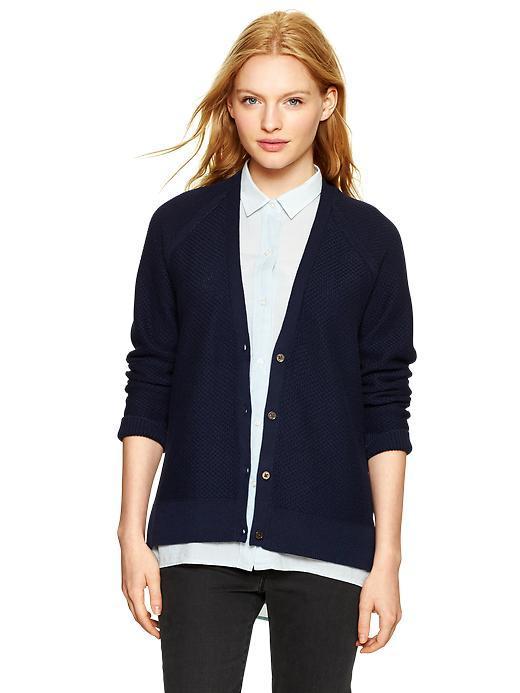 Gap Textural Raglan Cardigan - Navy