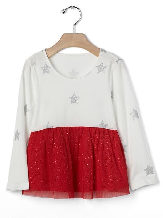 Gap Printed Tulle Peplum Top - Pure Red