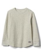 Gap Long Sleeve Waffle Tee - Oatmeal Grey