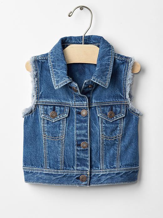 Gap 1969 Frayed Denim Vest - Light Denim