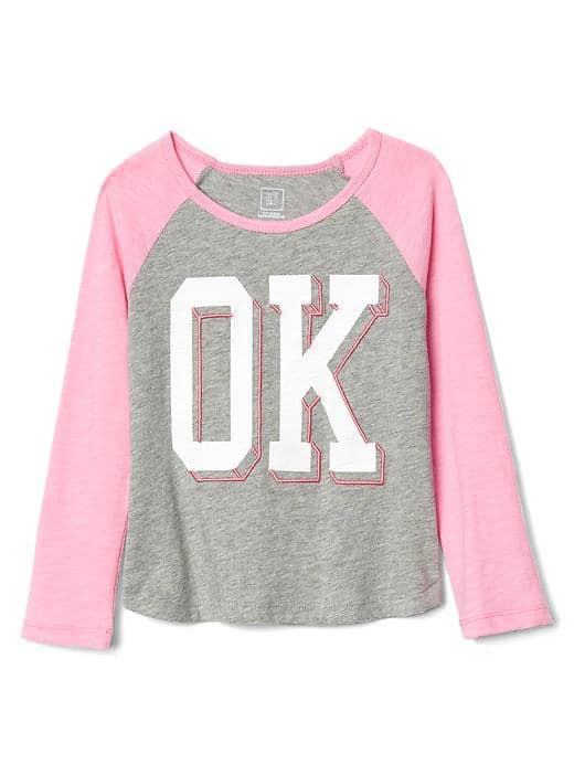 Gap Embellished Graphic Baseball Tee - Grey Heather