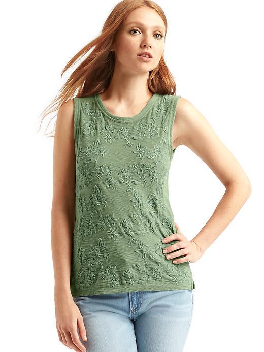 Gap Embroidered Muscle Tank - Twig