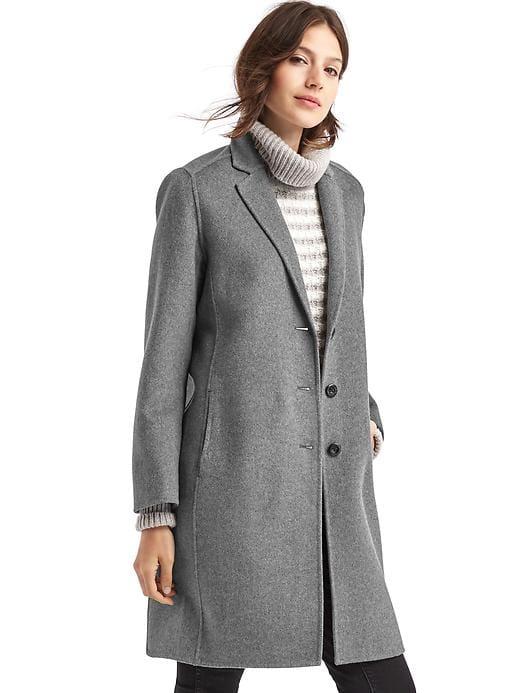 Gap Women Wool Blend Car Coat - Charcoal
