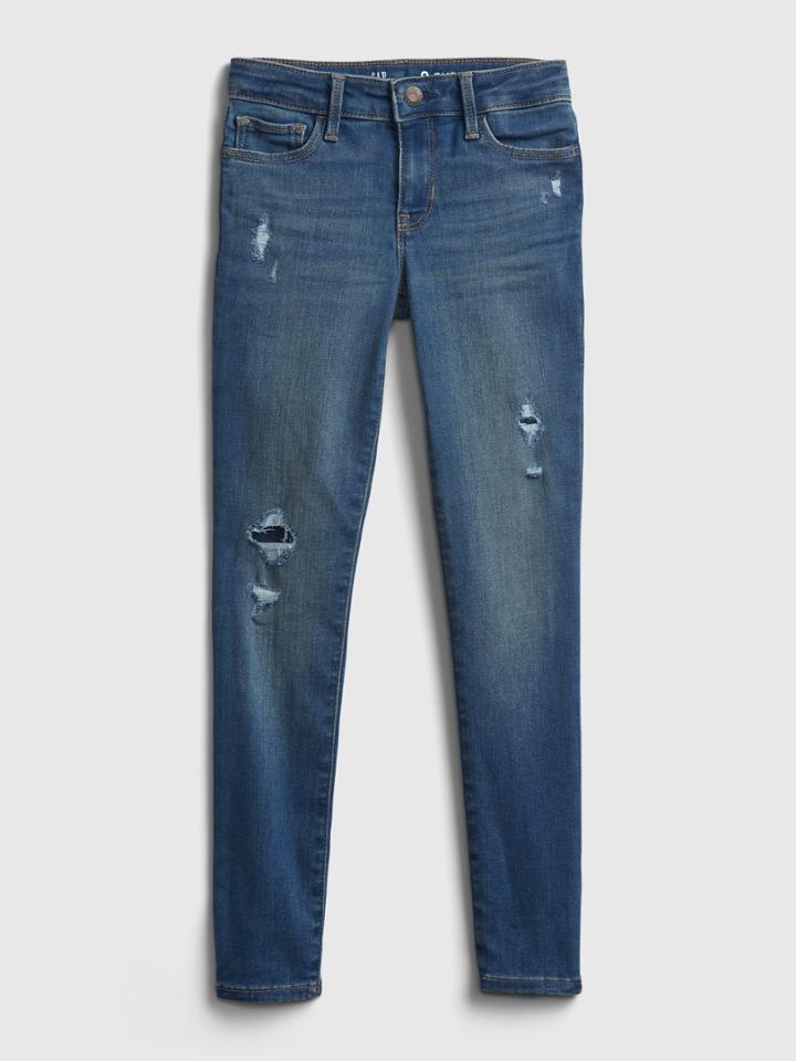 Kids Super Skinny Destructed Jeans With Washwell3