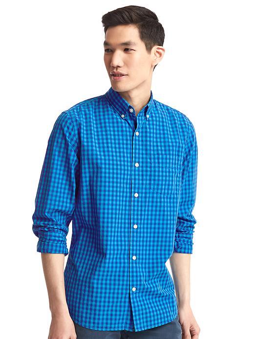 Gap Men True Wash Gingham Standard Fit Shirt - Azure
