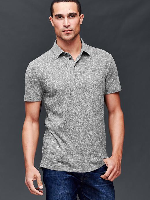 Gap Men Heathered Polo - Charcoal Gray