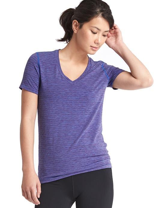 Gap Women Gapfit Breathe Spacedye V Neck Tee - Midnight Purple