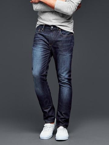 Gap Men 1969 Skinny Fit Jeans Soft Scrape Dark Indigo Wash - Scraped Dark Indigo