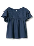 Gap Eyelet Keyhole Flutter Top - Night