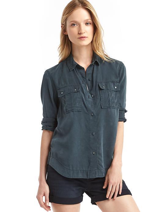 Gap Women Tencel Utility Shirt - Black
