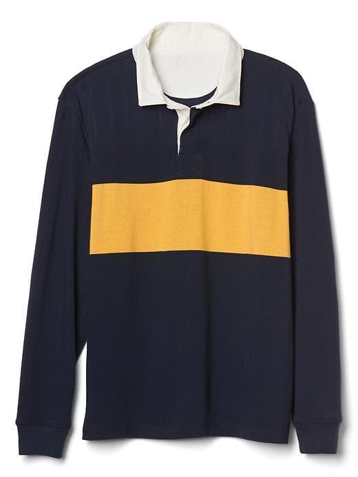 Gap Men Chest Stripe Rugby Shirt - Navy