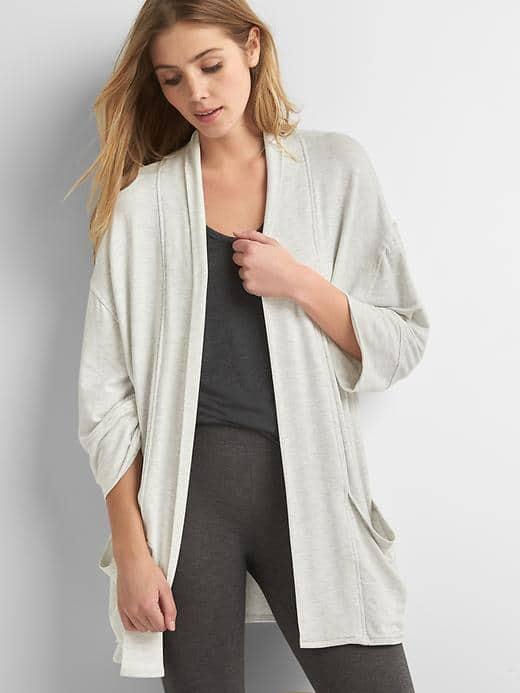 Gap Women Pure Body Open Front Cardigan - Lt White Heather