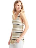 Gap Women Stripe Sweater Tank - Cream