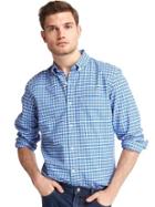 Gap Men Oxford Tattersall Standard Fit Shirt - Tile Blue