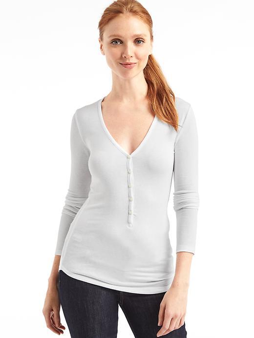 Gap Cozy Modal Ribbed Henley - White