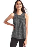 Gap Women Print Pintuck Tank - White Star Print