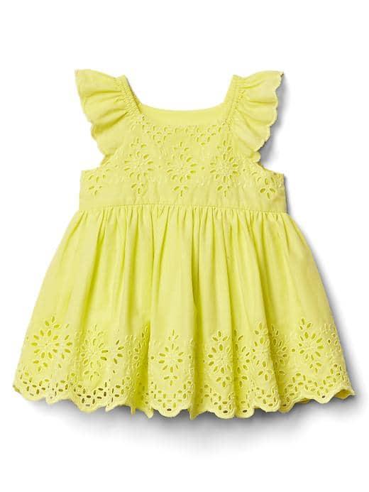 Gap Eyelet Flutter Dress - Fresh Yellow