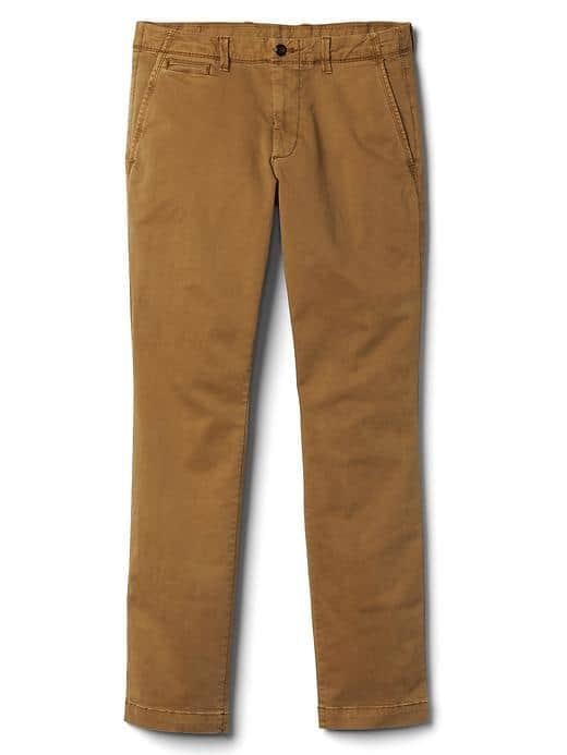 Gap Men Vintage Wash Skinny Fit Chinos Stretch - Palomino Brown