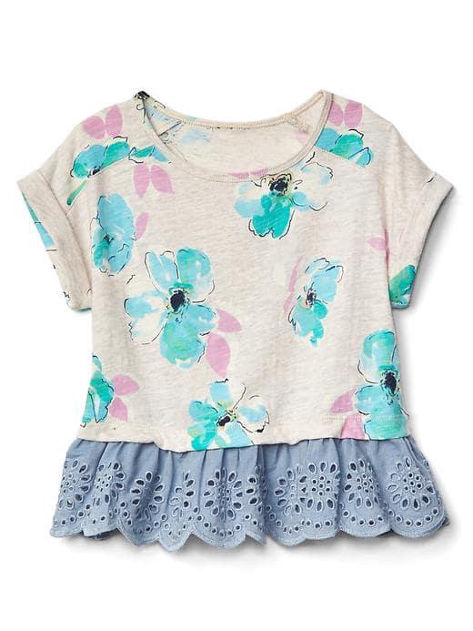 Gap Eyelet Peplum Top - Oatmeal Floral