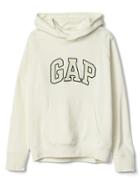 Gap Women Textured Logo Pullover Hoodie - Snow Cap