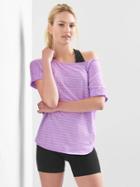 Gap Women Gapfit Stripe Roll Sleeve Tee - Orchid