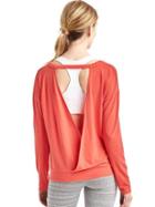 Gap Women Gapfit Breathe Cutout Long Sleeve Tee - Neon Coral Flame