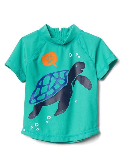 Gap Little Artists Short Sleeve Rashguard - Turquoise