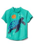 Gap Little Artists Short Sleeve Rashguard - Turquoise