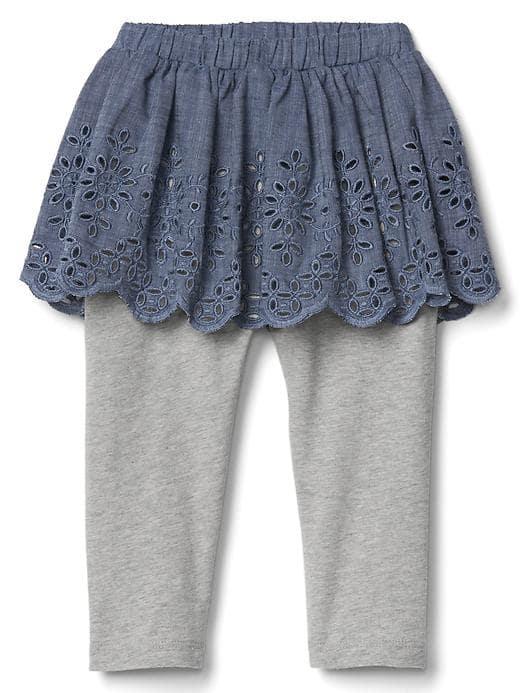 Gap Eyelet Chambray Skirt Legging Duo - Medium Chambray