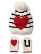 Gap Love You Hat And Mitten Set - Ivory Frost